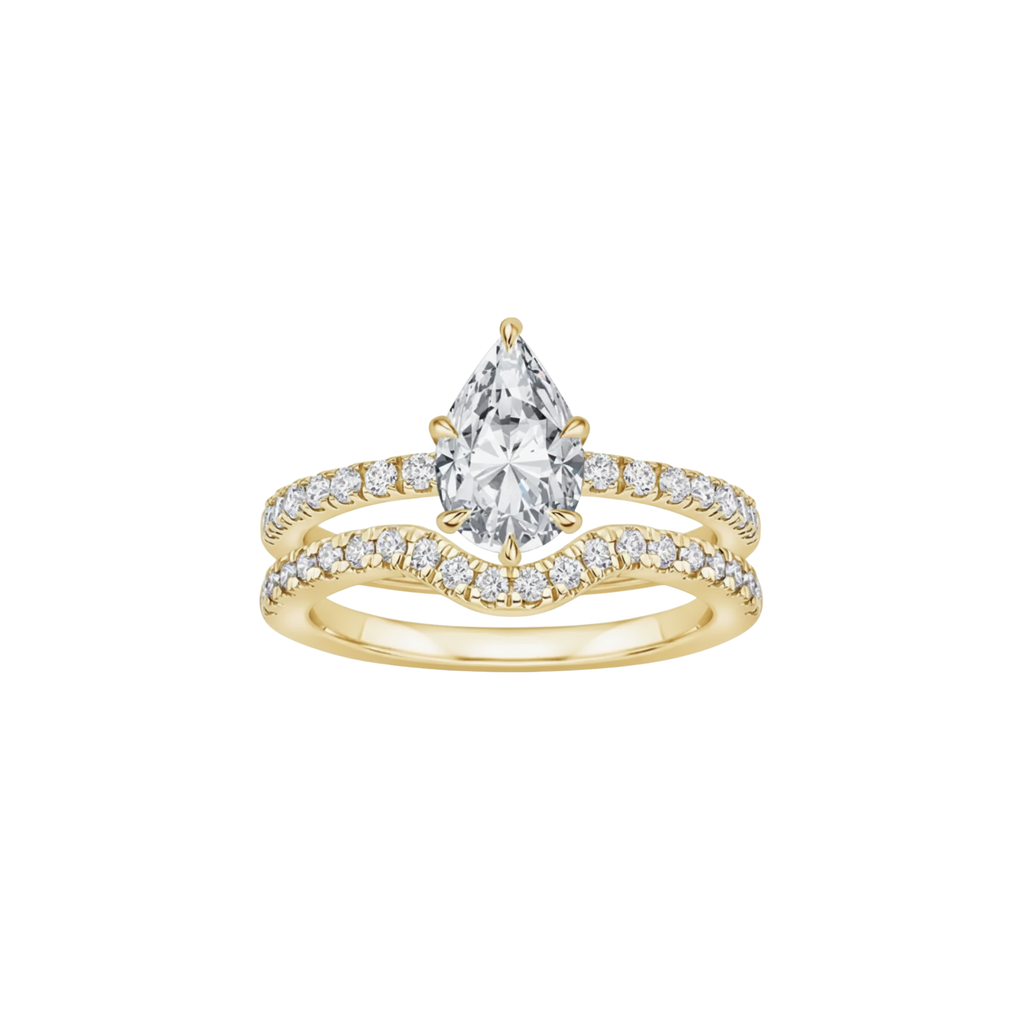 1ct Pear Wave Stack Ring (2-Piece)