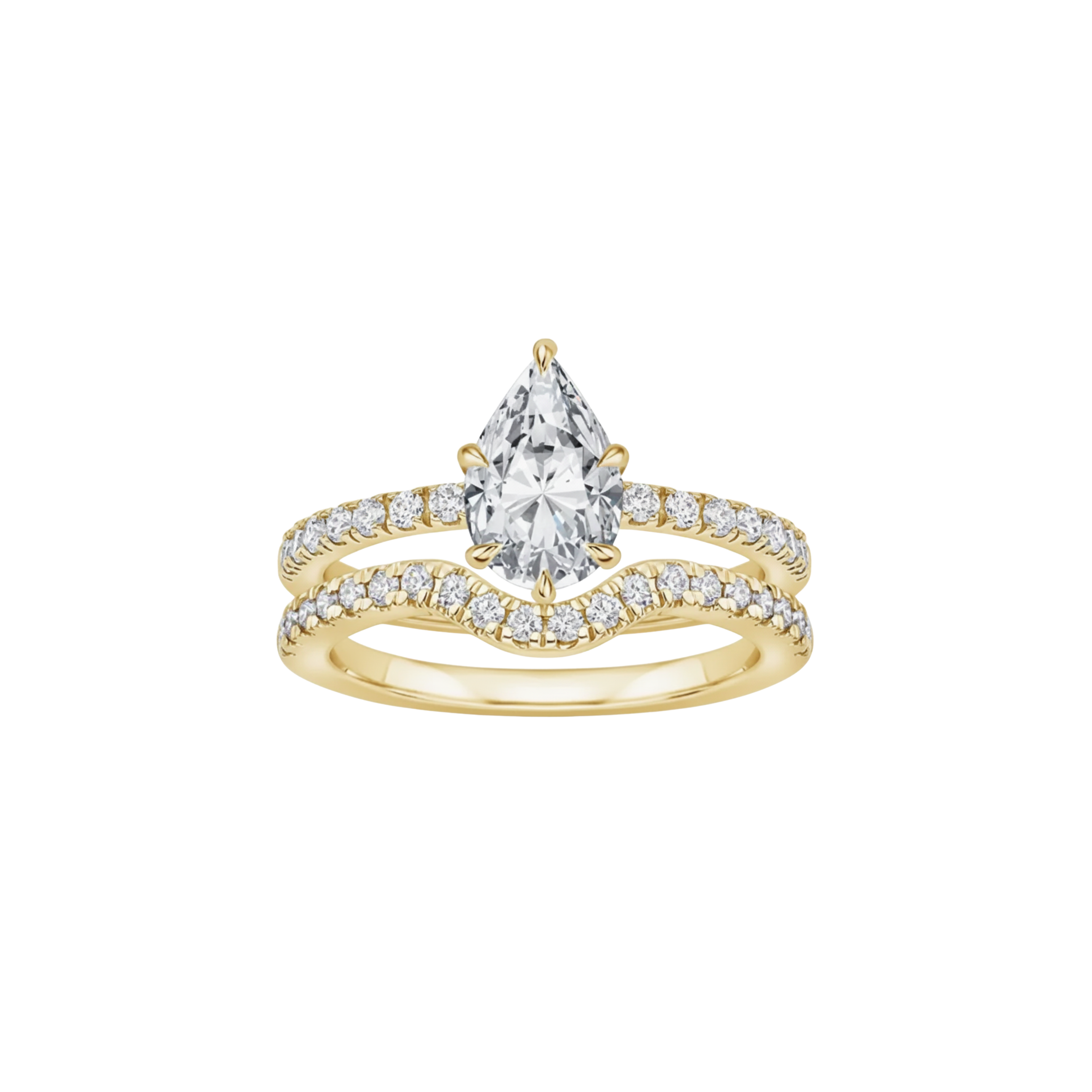 1ct Pear Wave Stack Ring (2-Piece)