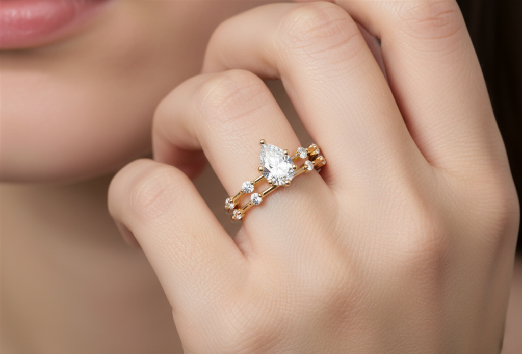 1ct Twinkle Teardrop Ring Set(2-Piece)