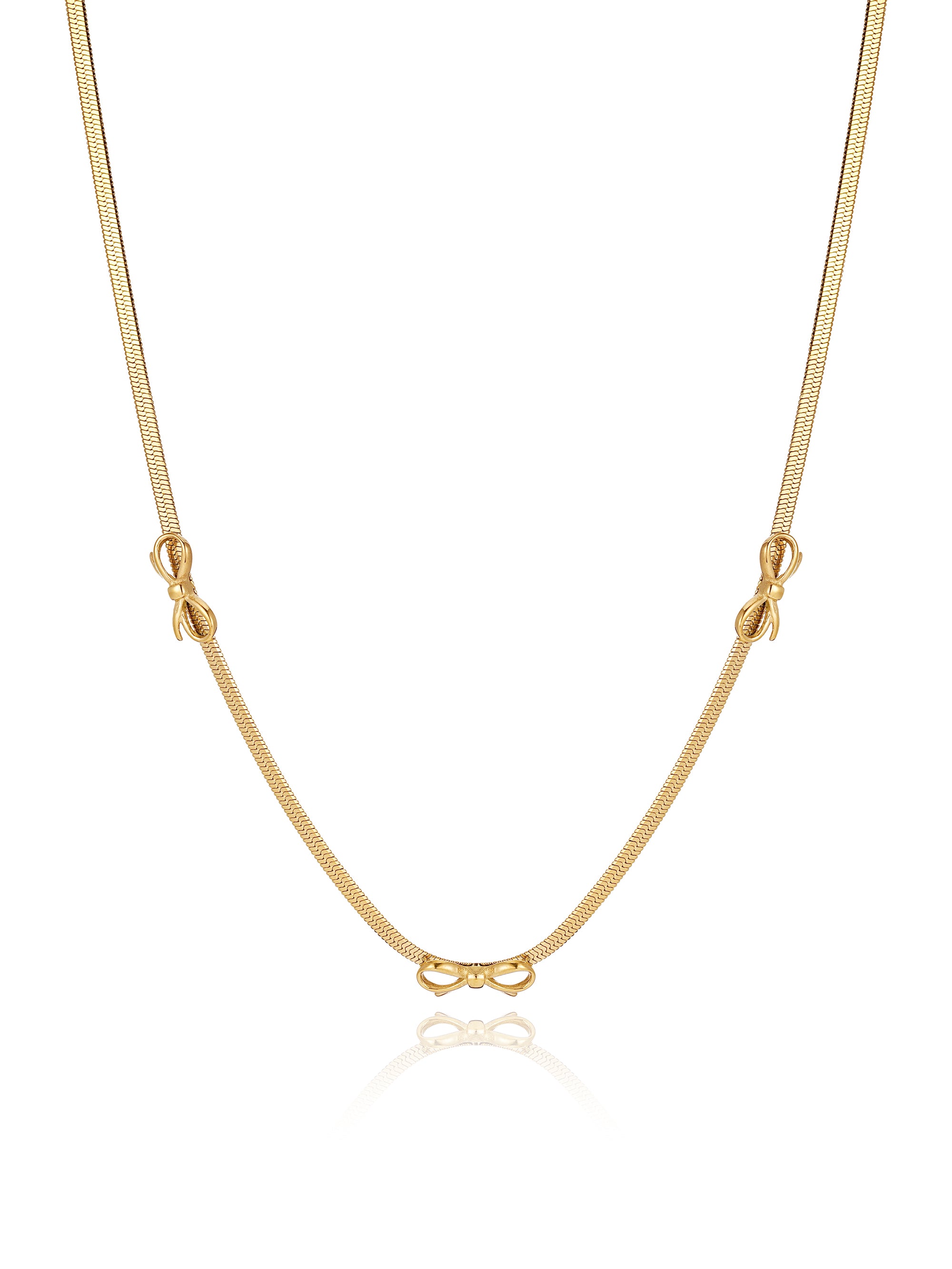 18K Gold Bow Snake Necklace