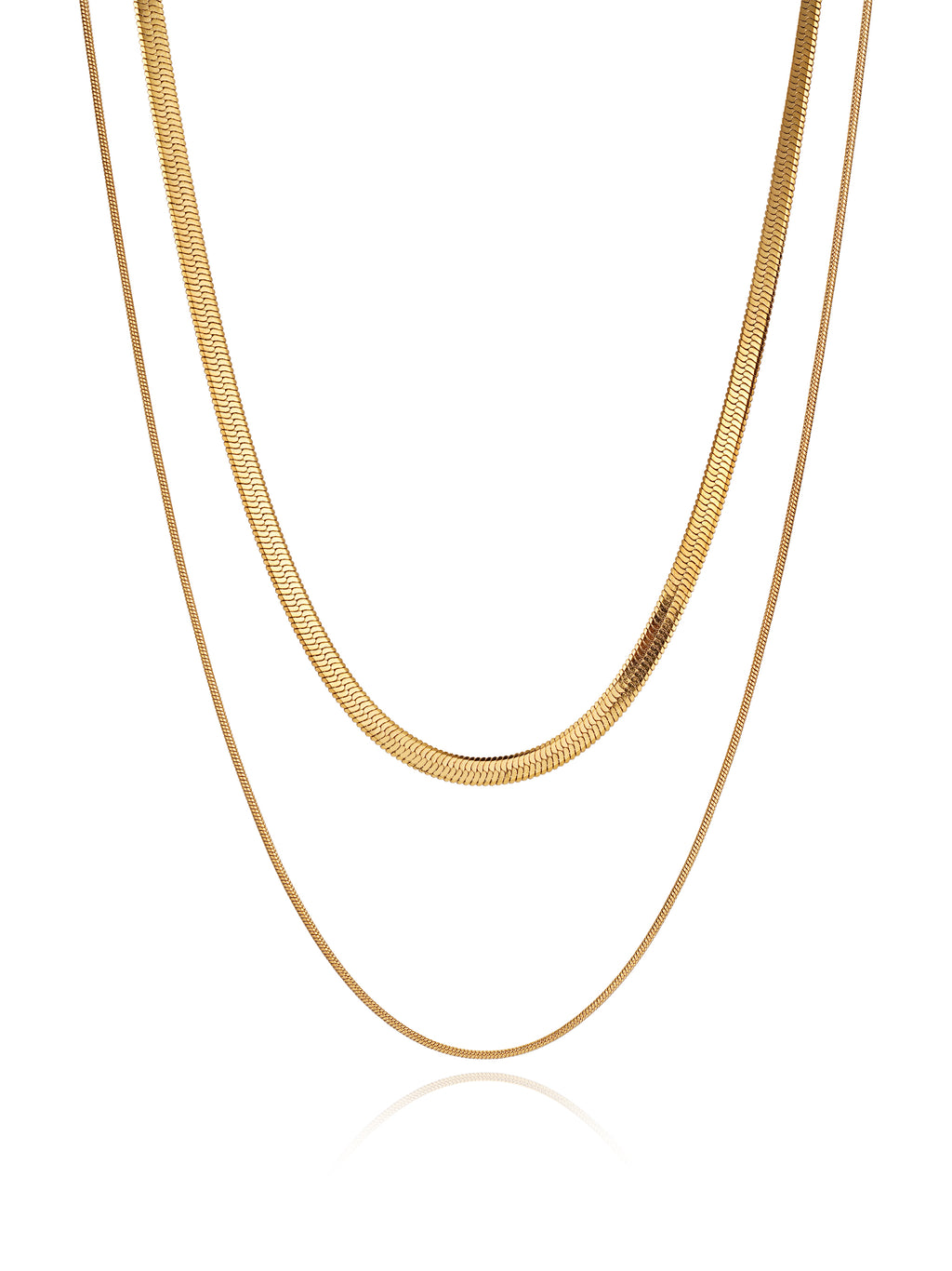18K Gold Double Snake Chain Necklace