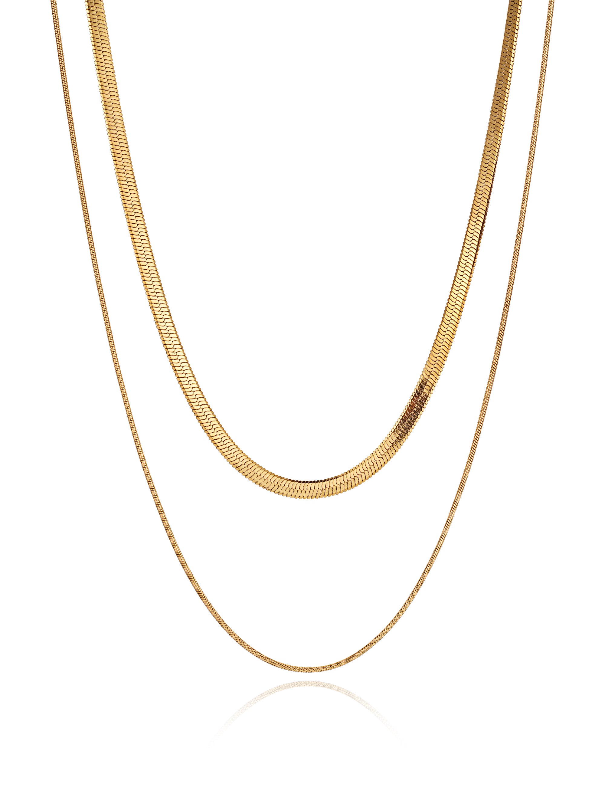 24K Gold Double Snake Chain Necklace