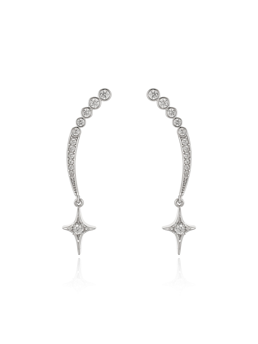 24K White Gold Starry Earrings