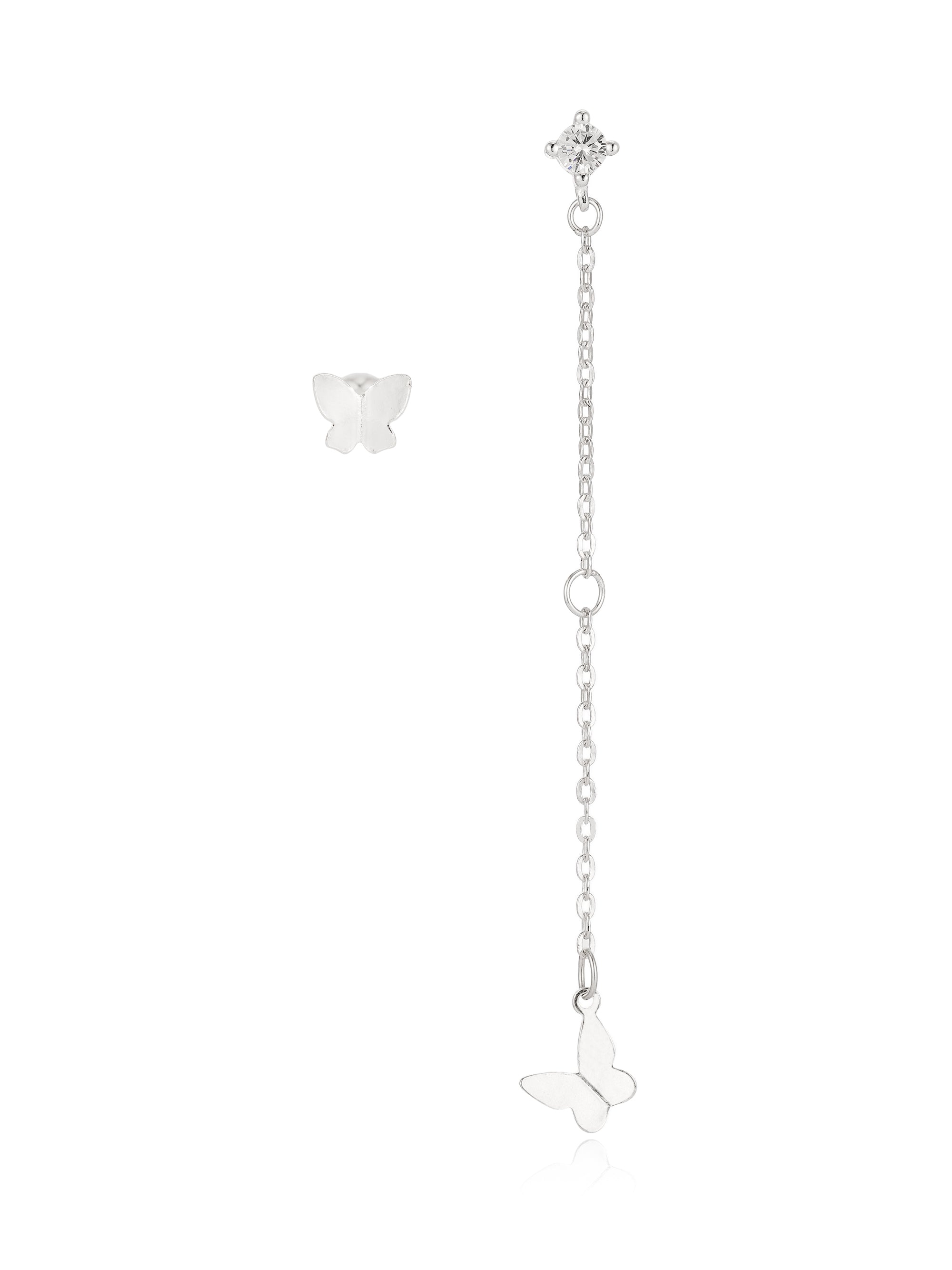 S999 Silver Butterfly Chain Earrings