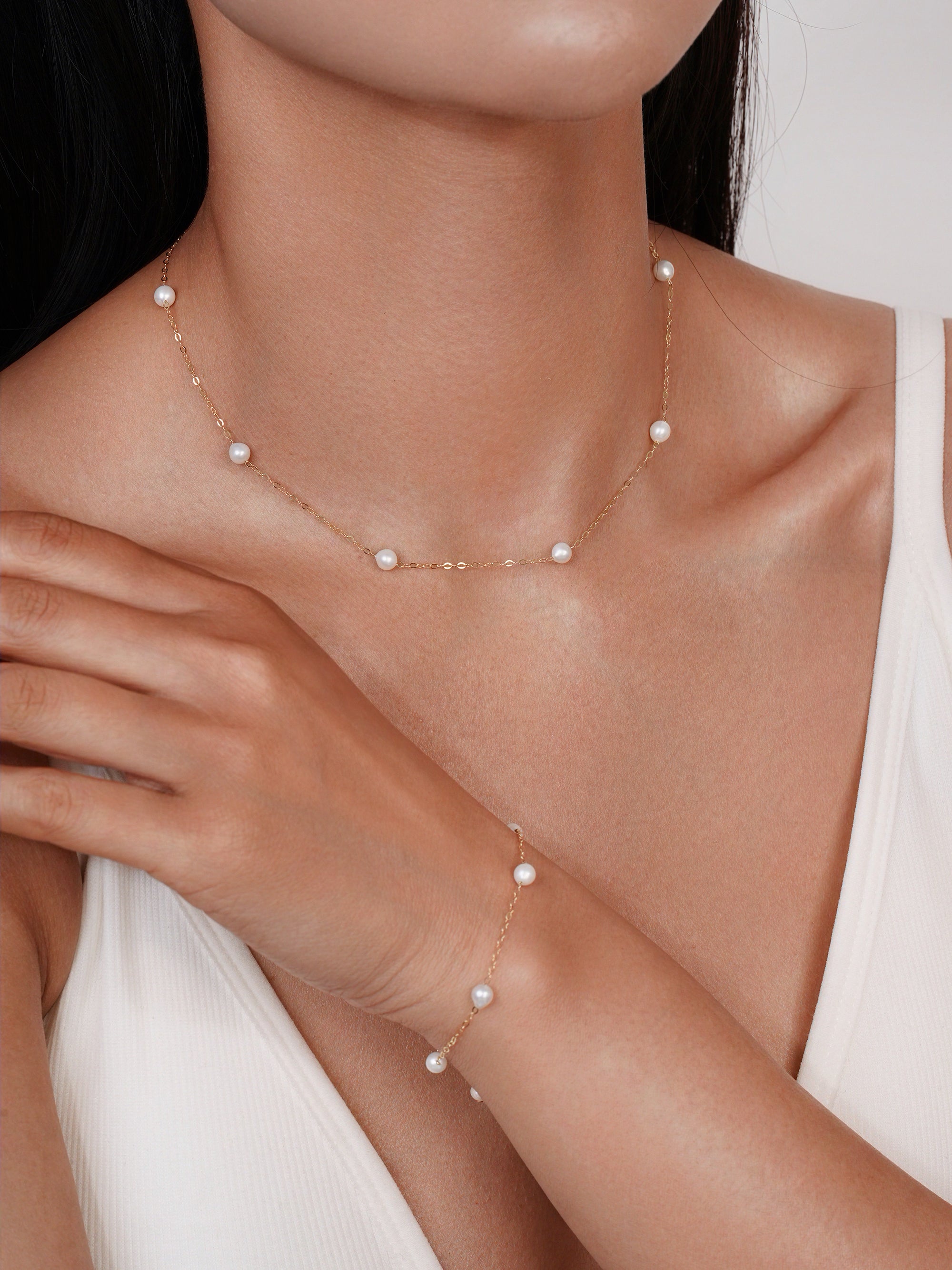 14K Gold Filled Tiny Pearl Necklace