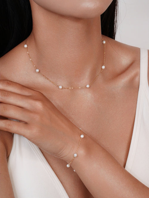 14K Gold Filled Tiny Pearl Necklace