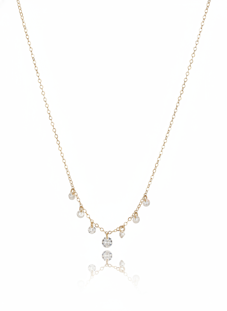 14K Gold Filled Tiny Diamond Necklace