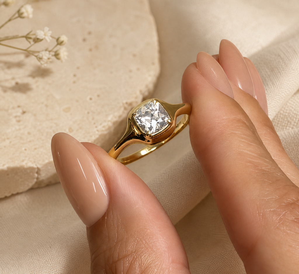 Modern Cushion Bezel Ring (1ct)
