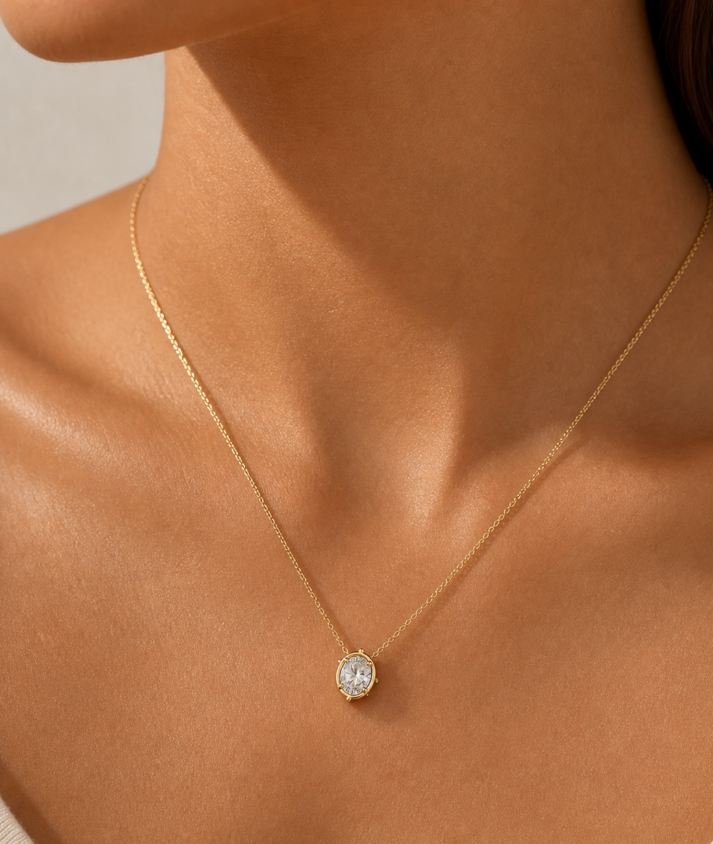 Radiant Oval Pendant Necklace