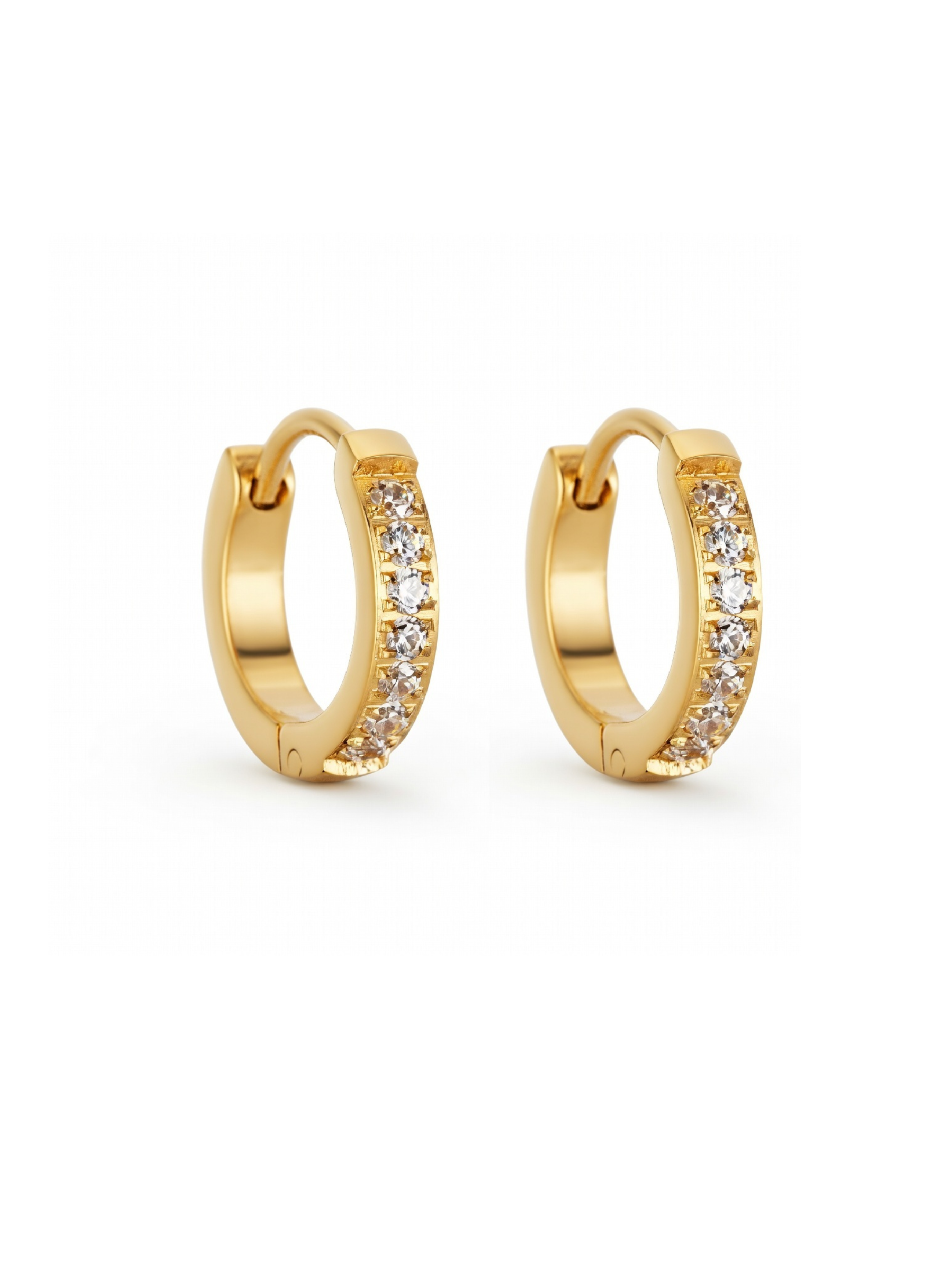 18K Gold Cubic Zirconia Hoop Earrings