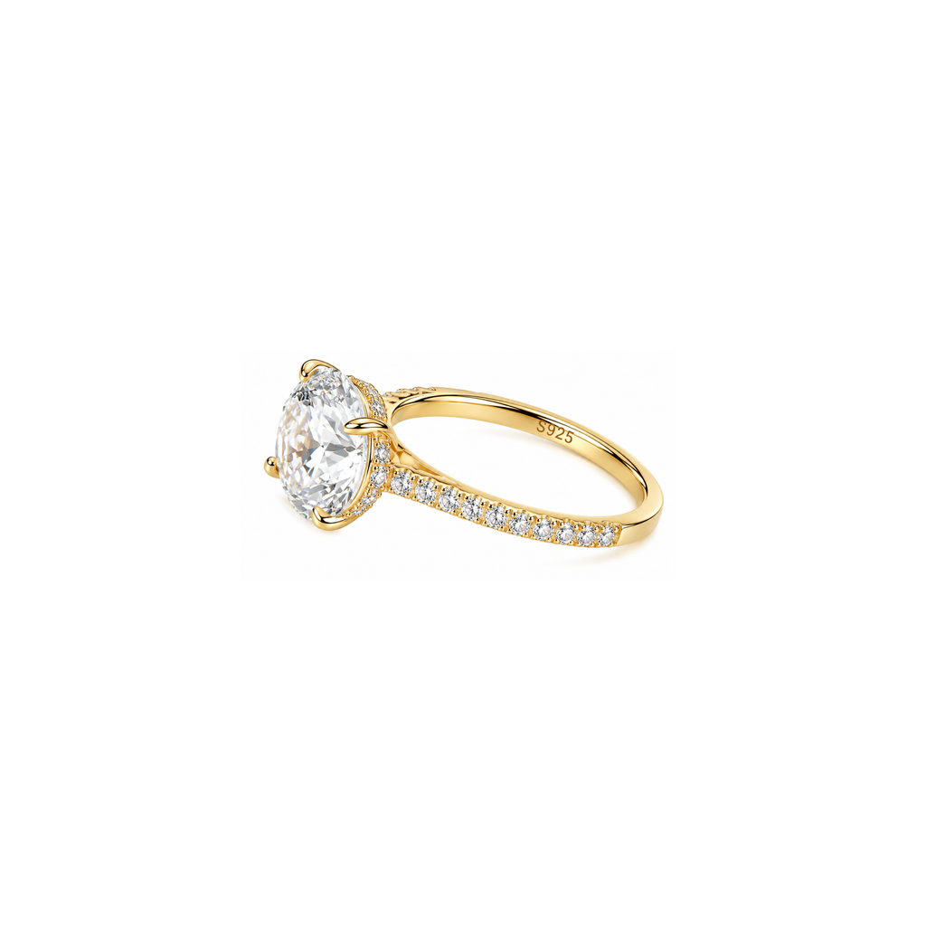 Round Pavé Halo Ring (2/3/4ct )