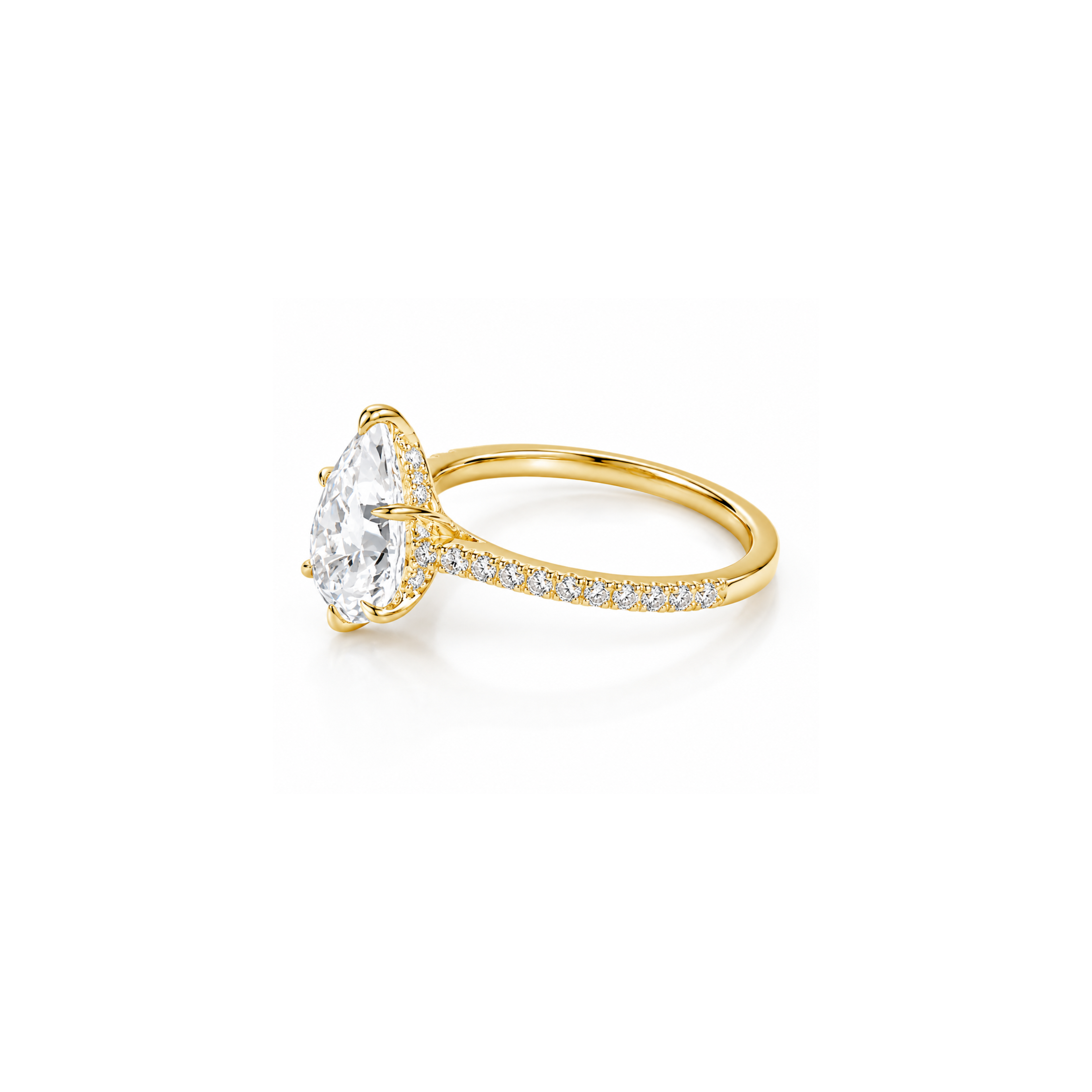 Pear Pavé Halo Ring (2/3/4ct )