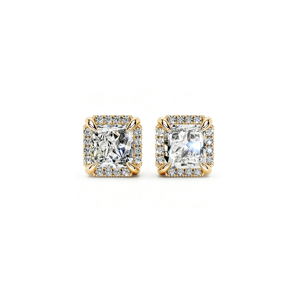 Solitaire Halo Earrings (1ct)