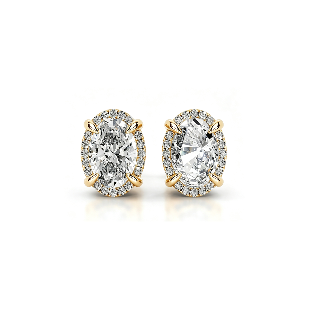 Solitaire Halo Earrings (1ct)