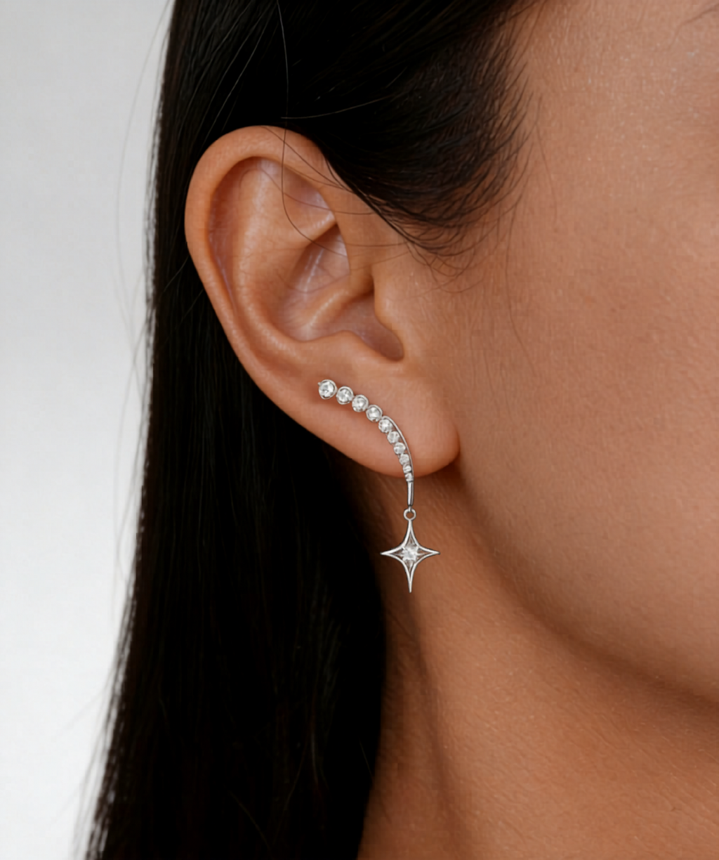 24K White Gold Starry Earrings