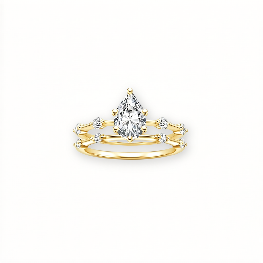 1ct Twinkle Teardrop Ring Set(2-Piece)