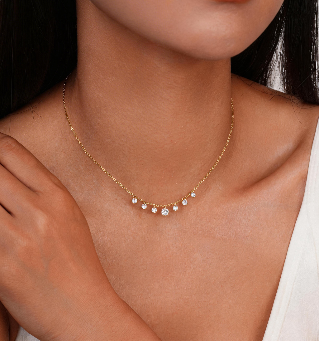 14K Gold Filled Tiny Diamond Necklace