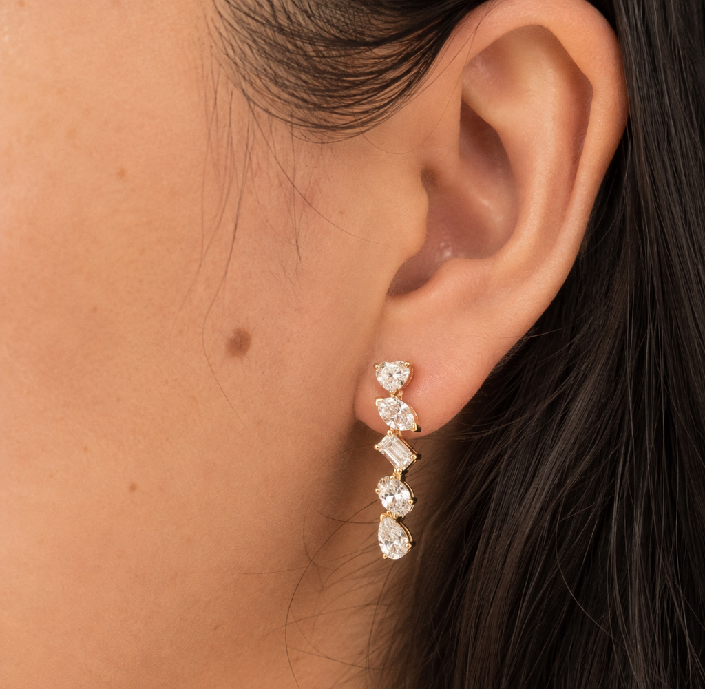 Mixed Fancy Cut Drop Earrings
